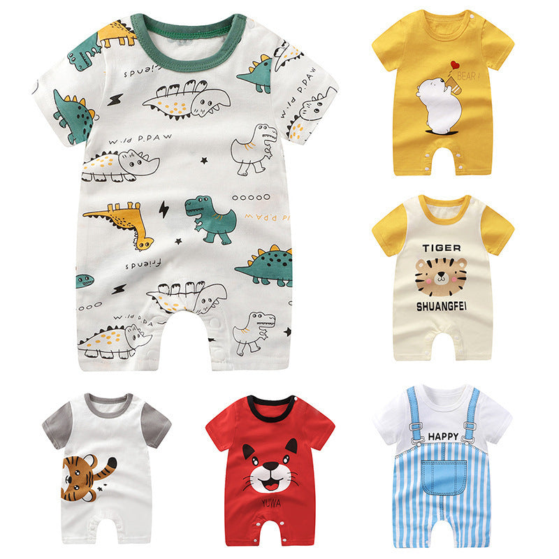 Pure Cotton Short Sleeve Baby Jumpsuits in Fun Designs - Vogue Aura