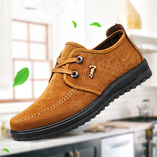 Korean Men's Breathable Casual Shoes in Light and Dark Brown - Vogue Aura