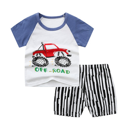 Children's Cotton Letter Print Short Sleeve Summer Set - Vogue Aura