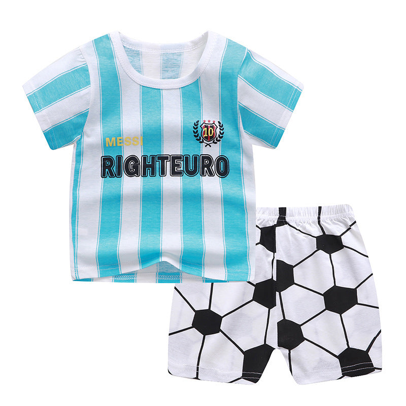 Children's Cotton Letter Print Short Sleeve Summer Set - Vogue Aura