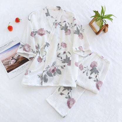 Japanees style Floral Cotton Pajamas - Vogue Aura