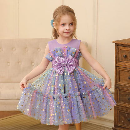 Girl Princess Dress Little Girl Gauzy Gown Performance Costume Lace Dress - Vogue Aura