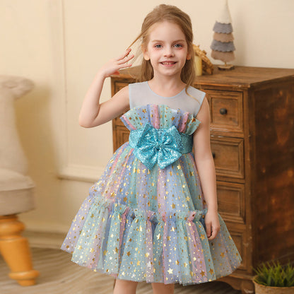 Girl Princess Dress Little Girl Gauzy Gown Performance Costume Lace Dress - Vogue Aura