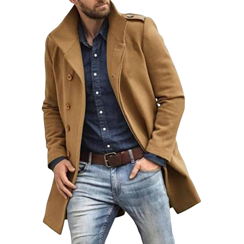 European Style Woolen Men's Thickened Coat for Autumn and Winter - Vogue Aura