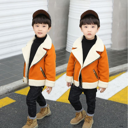 Children's Thickened Fleece Wool Top Lamb Wool Coat - Vogue Aura