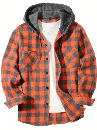 Plaid Hooded Shirt for Men - Stylish Comfort in Premium Cotton - Vogue Aura