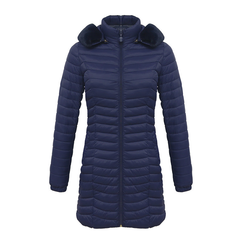 Ultra-Light Women's Quilted Cotton Parka with Removable Fur Collar - Vogue Aura