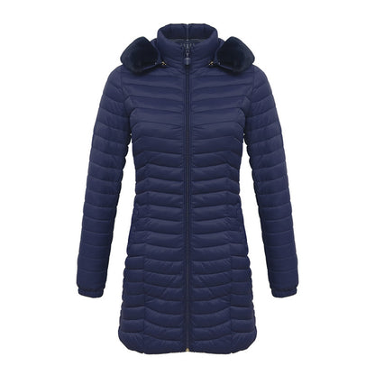 Ultra-Light Women's Quilted Cotton Parka with Removable Fur Collar - Vogue Aura