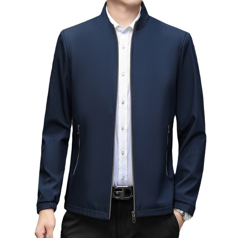 Elegant Stand Collar Jacket for Middle-aged Men - Vogue Aura