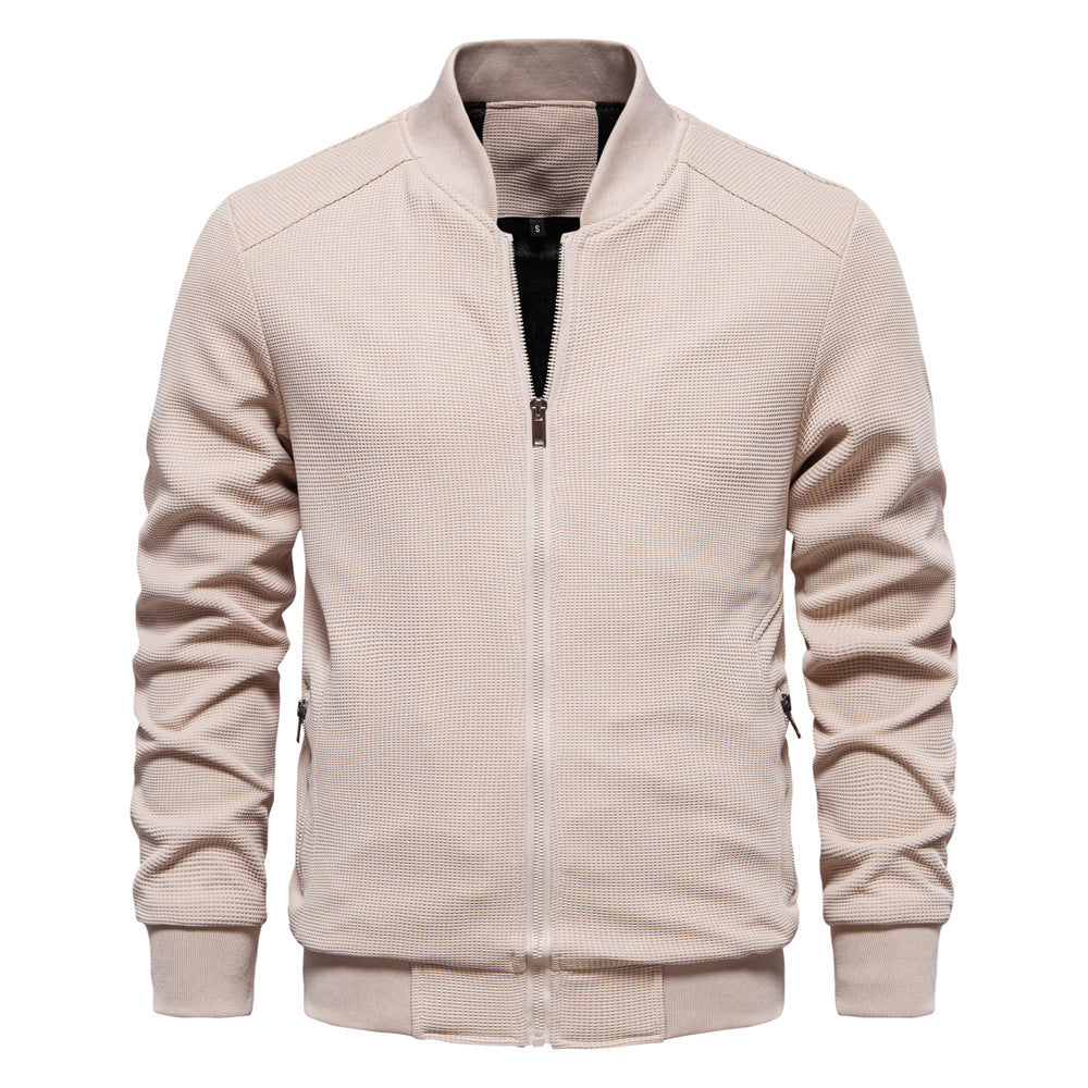 Stand Collar Solid Colour Men's Jacket - Vogue Aura