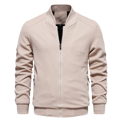 Stand Collar Solid Colour Men's Jacket - Vogue Aura