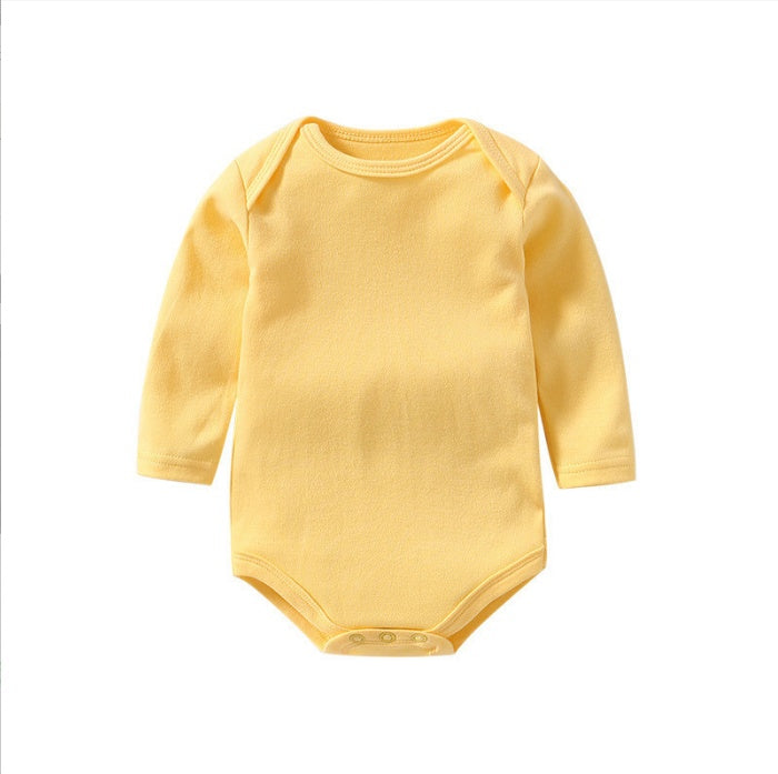 Newborn Solid Colour Cotton Long Sleeve Romper - Vogue Aura