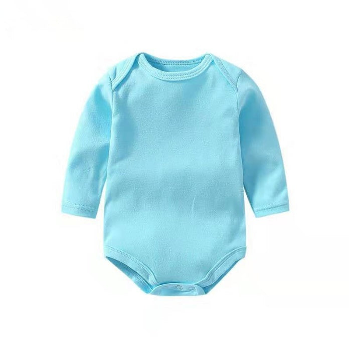 Newborn Solid Colour Cotton Long Sleeve Romper - Vogue Aura