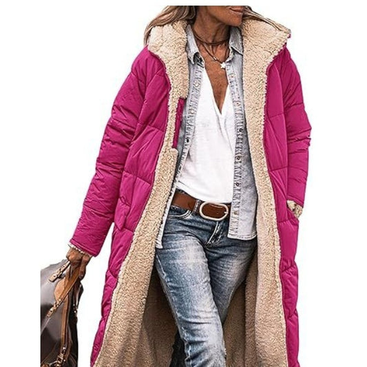 Fleece-lined Long Sleeve Winter Coat for Women