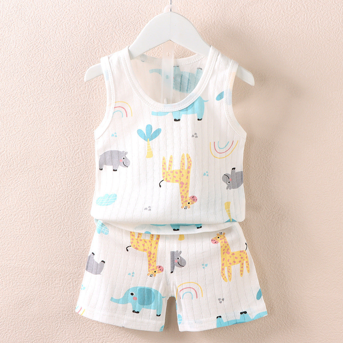 Kids' Fun Animal Print Sleeveless Vest and Shorts Set - Vogue Aura