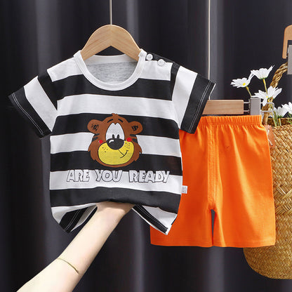 Children's Pure Cotton Short-sleeved T-shirt and Shorts Set - Vogue Aura