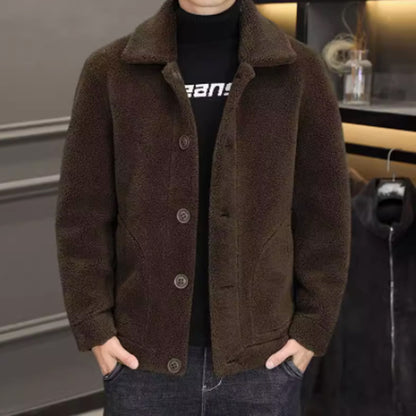 Double-Sided Fleece Men's Lambswool Coat Jacket - Vogue Aura