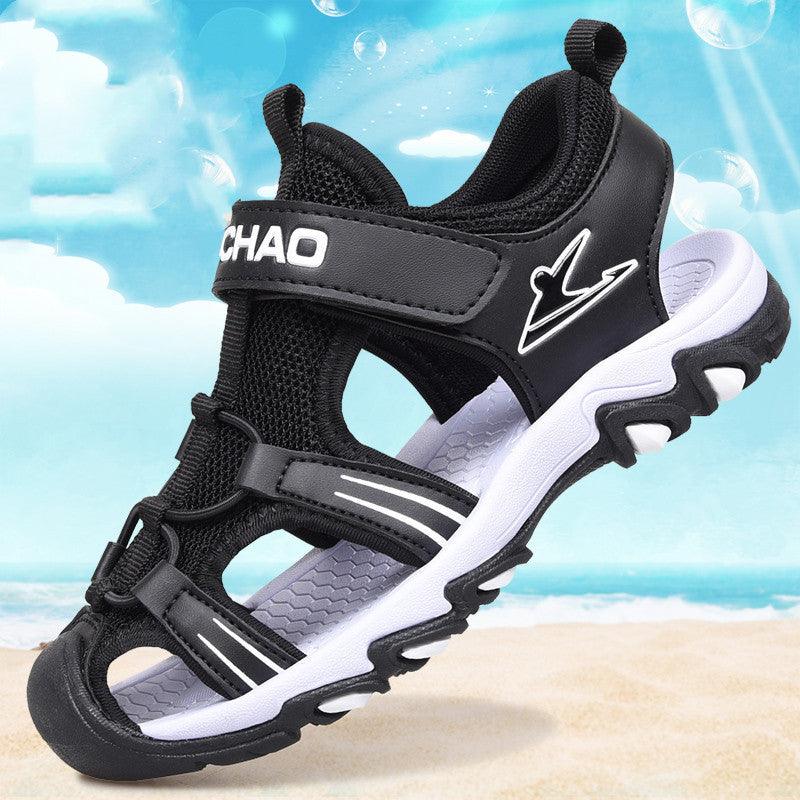 Boys Sandals Baotou Summer Soft Sole Black Children's Beach Shoes Boys Sandals Non-slip - Vogue Aura