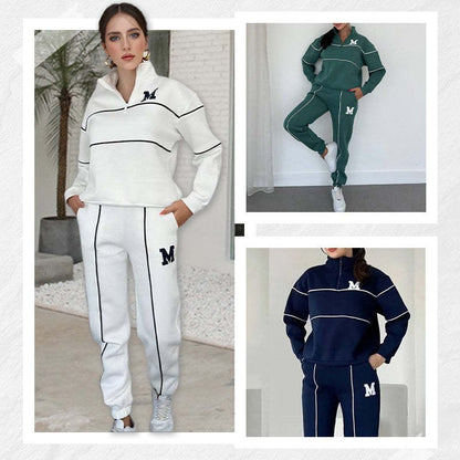 Women’s Chic Hoodless Pullover and Baggy Sweatpants Loungewear Set - Vogue Aura