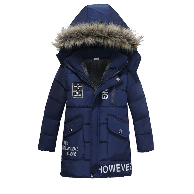 Winter Children's Trendy Cotton-padded Jacket Mid-length Letter Cotton-padded Coat - Vogue Aura