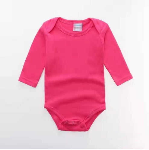 Newborn Solid Colour Cotton Long Sleeve Romper - Vogue Aura