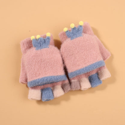 Cute Cartoon Fingerless Knitting Gloves for Kids - Vogue Aura