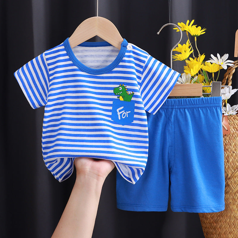 Children's Pure Cotton Short-sleeved T-shirt and Shorts Set - Vogue Aura