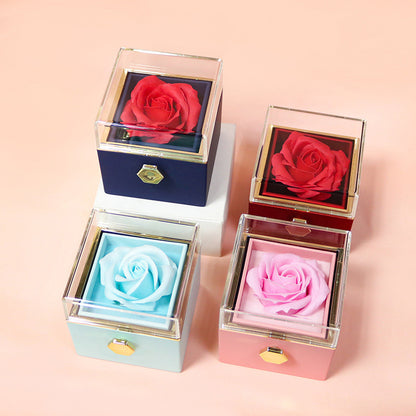 Rotating Soap Flower Rose Gift Box Creative Rotating Rose Jewelry Packaging Box Valentine's Day Gift For Women - Vogue Aura