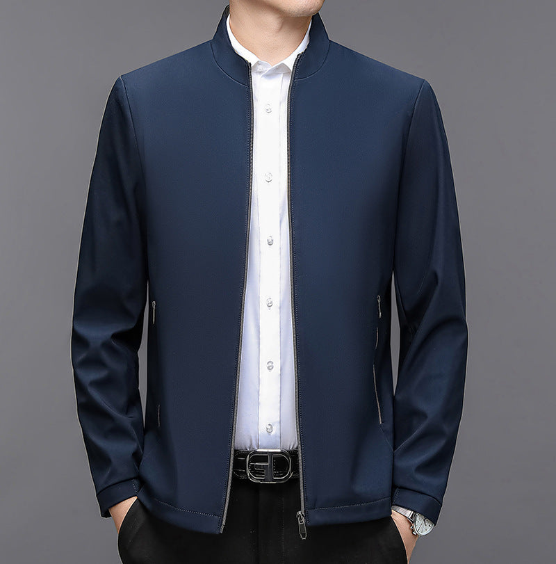 Elegant Stand Collar Jacket for Middle-aged Men - Vogue Aura