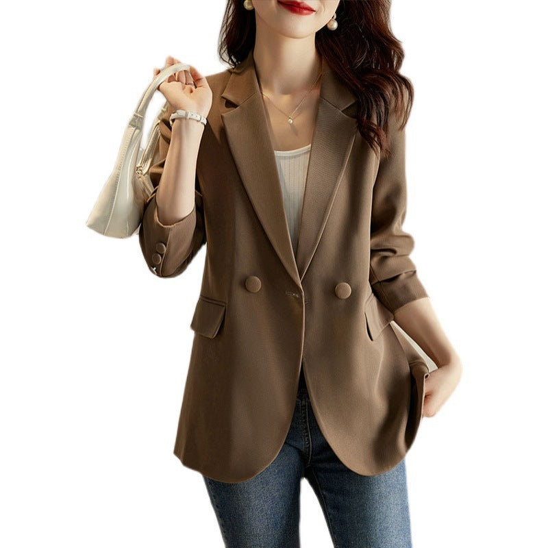 Elegant Women's Long Sleeve Small Suit Jacket - Vogue Aura