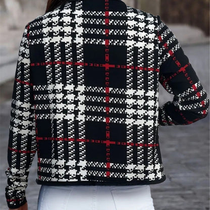 Versatile Women's Checkered Casual Jacket - Vogue Aura