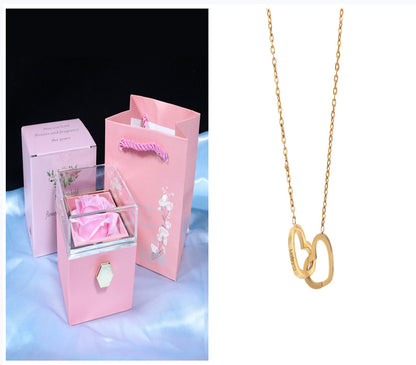 Rotating Soap Flower Rose Gift Box Creative Rotating Rose Jewelry Packaging Box Valentine's Day Gift For Women - Vogue Aura