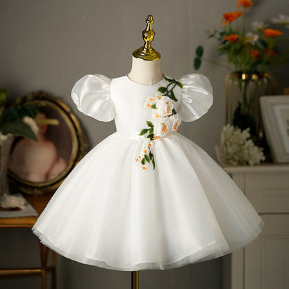 Girls' Princess White Western Style Children's Dress - Vogue Aura