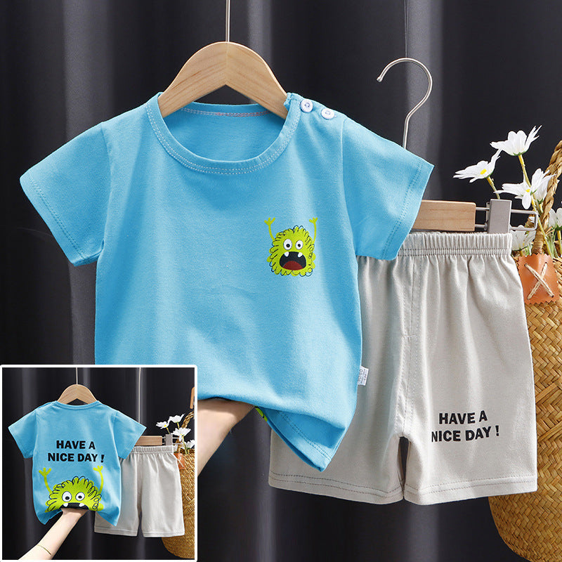 Children's Pure Cotton Short-sleeved T-shirt and Shorts Set - Vogue Aura