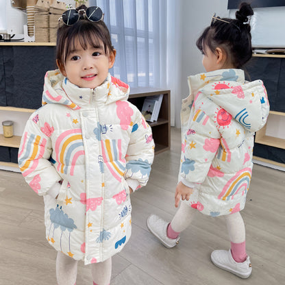 New Style Children's Down Jacket Middle Long Cute Thickened Cotton - Vogue Aura