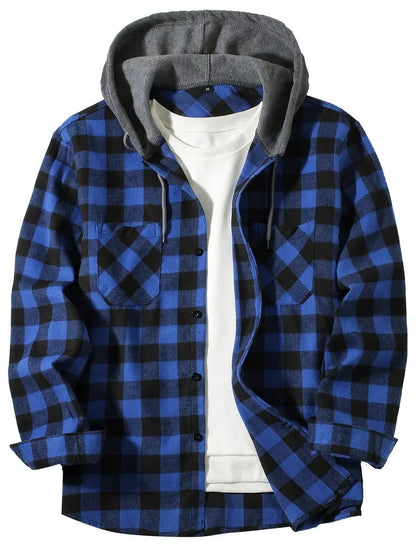 Plaid Hooded Shirt for Men - Stylish Comfort in Premium Cotton - Vogue Aura