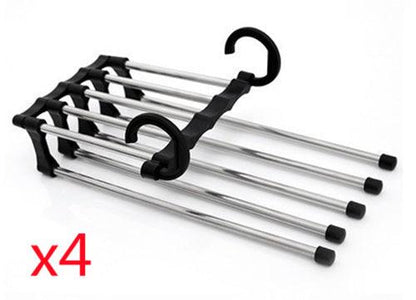 5 In 1 Wardrobe Hanger Multi-functional Clothes Hangers Pants Stainless Steel Magic Wardrobe Clothing Hangers For Clothes Rack - Vogue Aura