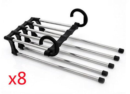 5 In 1 Wardrobe Hanger Multi-functional Clothes Hangers Pants Stainless Steel Magic Wardrobe Clothing Hangers For Clothes Rack - Vogue Aura