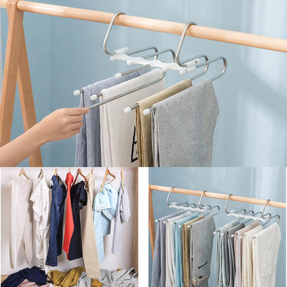 5 In 1 Wardrobe Hanger Multi-functional Clothes Hangers Pants Stainless Steel Magic Wardrobe Clothing Hangers For Clothes Rack - Vogue Aura