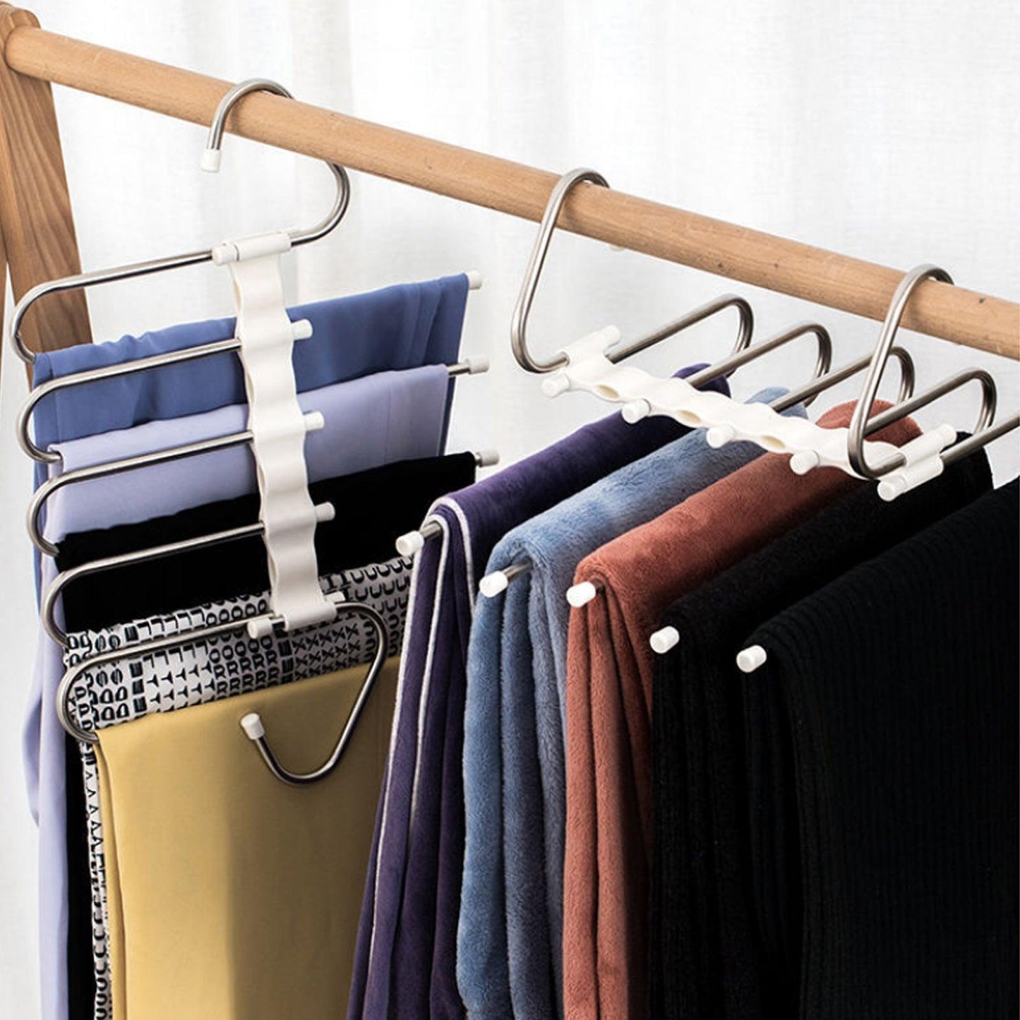 5 In 1 Wardrobe Hanger Multi-functional Clothes Hangers Pants Stainless Steel Magic Wardrobe Clothing Hangers For Clothes Rack - Vogue Aura