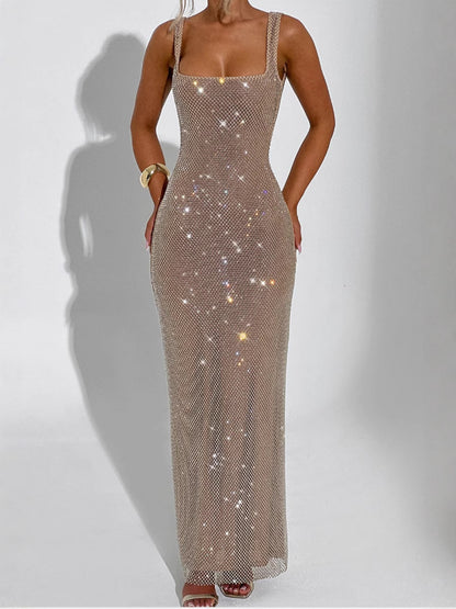 Sleek Sequined Double-Shoulder Dress