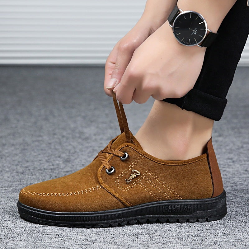 Korean Men's Breathable Casual Shoes in Light and Dark Brown - Vogue Aura