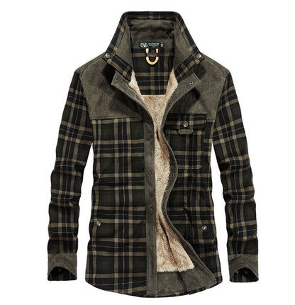 Men's Pure Cotton Plaid Winter Jacket with Fleece Lining - Vogue Aura