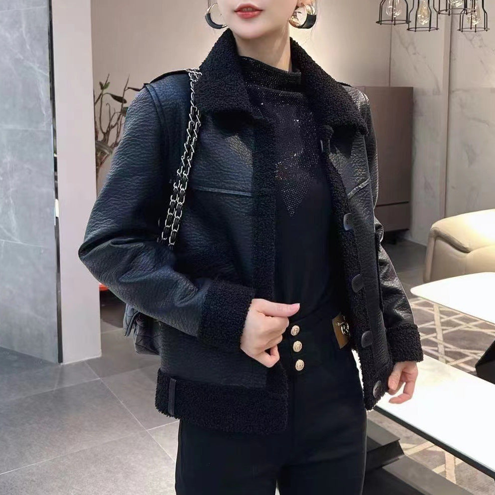 Two-Sided All-Matching Short Leather Jacket - Vogue Aura