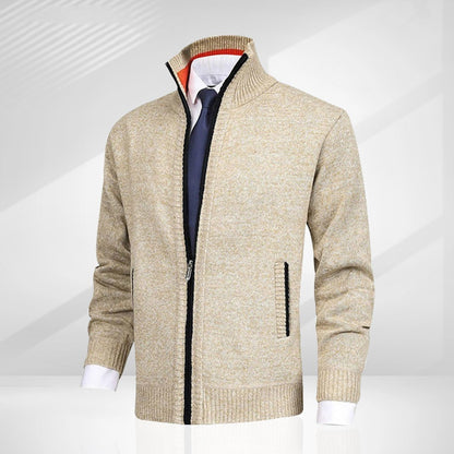 Men's Premium Cotton Stand Collar Cardigan Sweater Coat - Vogue Aura