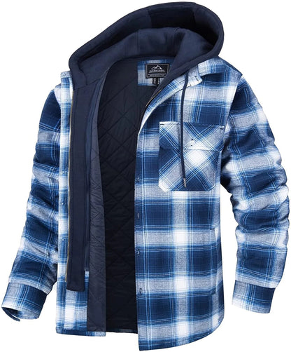 Men's Luxury Thick Padded Long Sleeve Plaid Cardigan - Vogue Aura