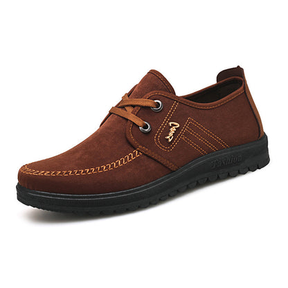 Korean Men's Breathable Casual Shoes in Light and Dark Brown - Vogue Aura