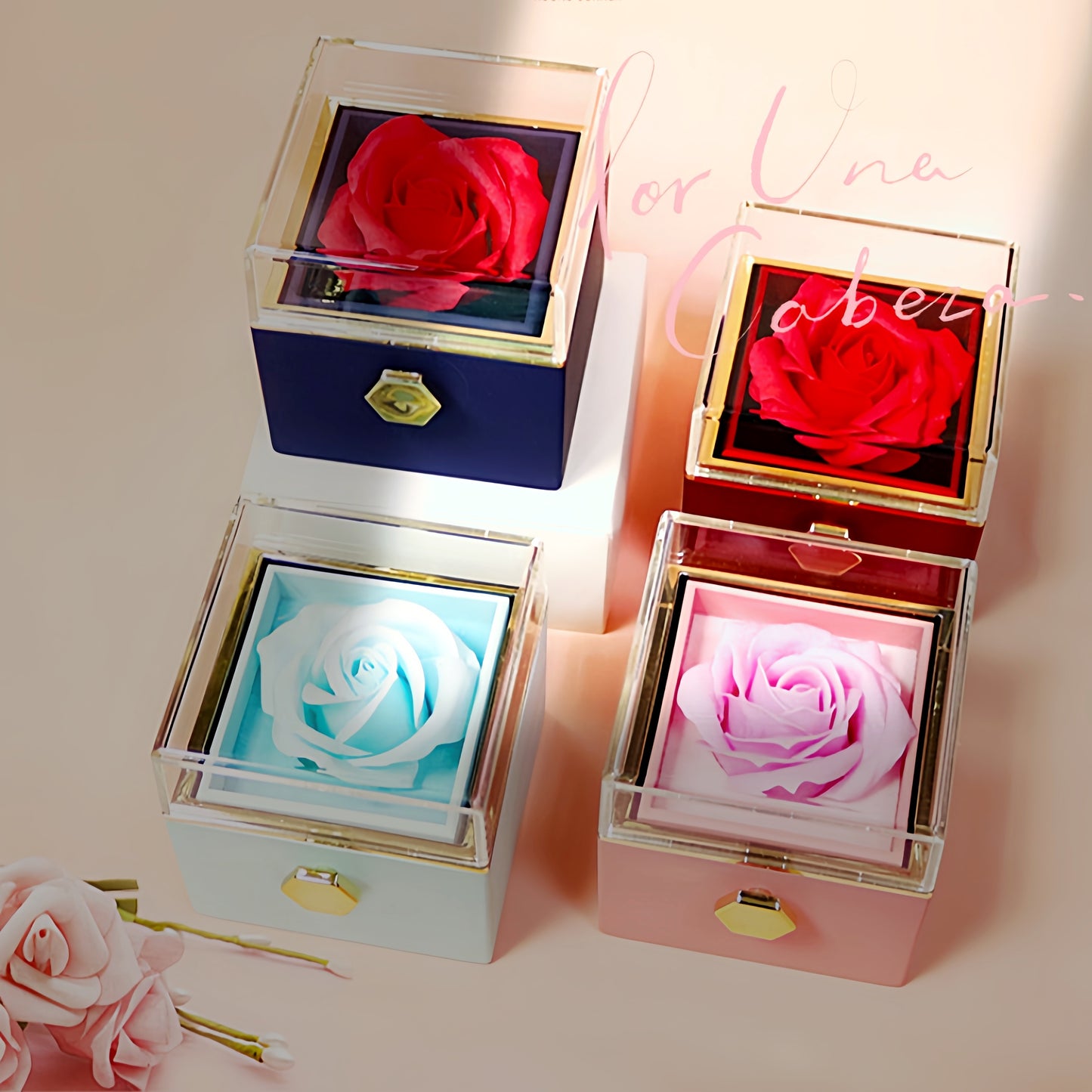 Rotating Soap Flower Rose Gift Box Creative Rotating Rose Jewelry Packaging Box Valentine's Day Gift For Women - Vogue Aura