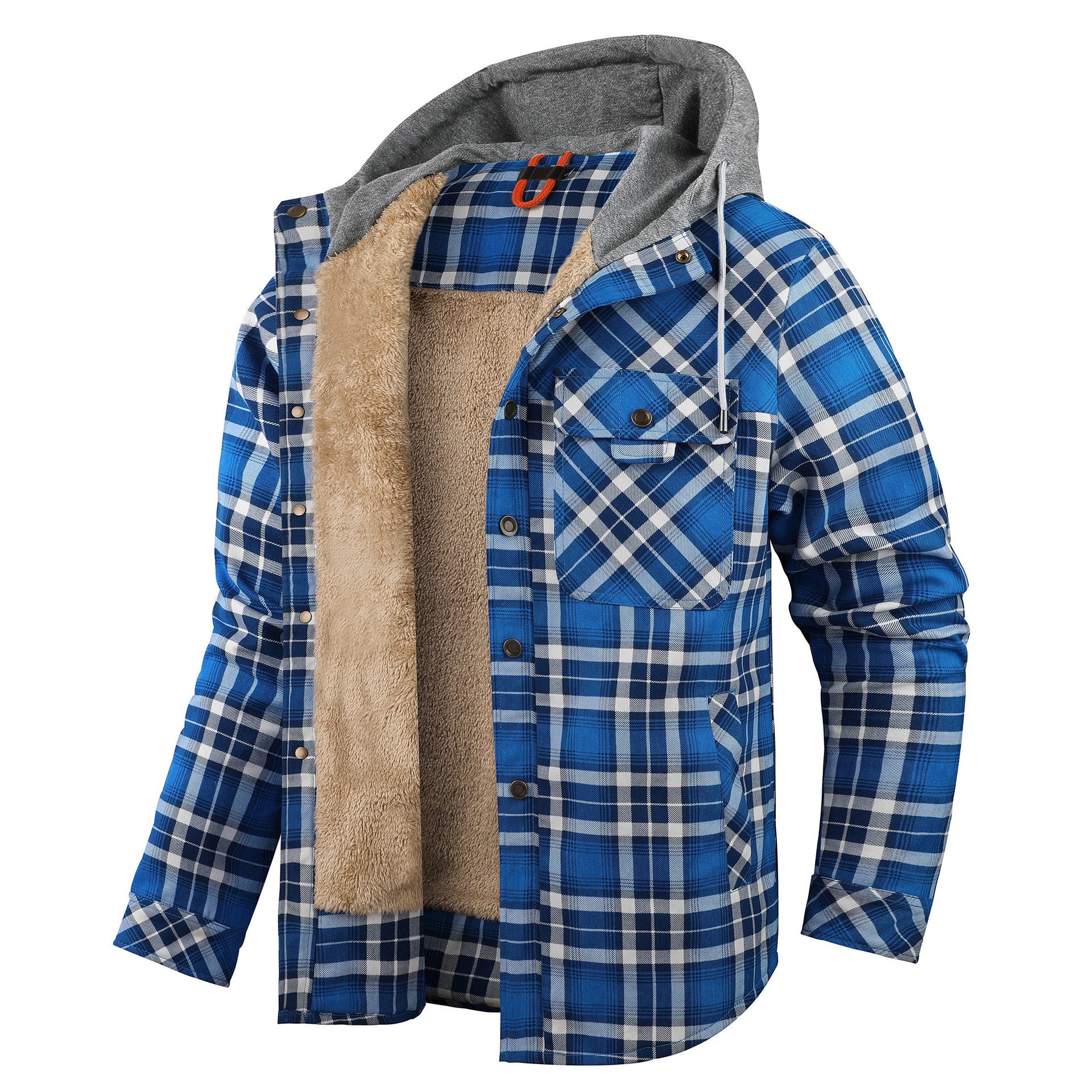 Men's Fleece-lined Plaid Hooded Jacket for Autumn and Winter - Vogue Aura