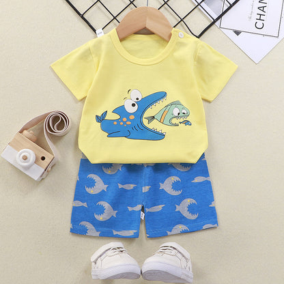 Summer Animal-Themed Short-Sleeved T-Shirt and Shorts Set for Kids - Vogue Aura